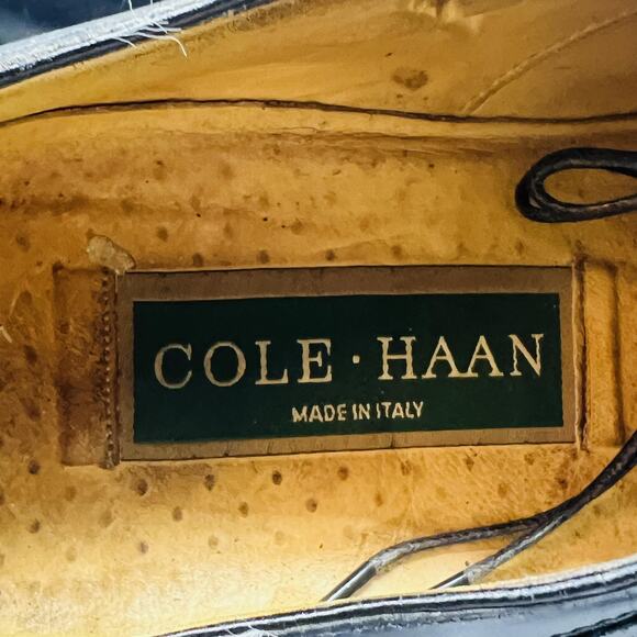 Cole Haan Shoes Mens 10 Black Leather Derby Oxford Lace Up Vtg Made Italy main image 8